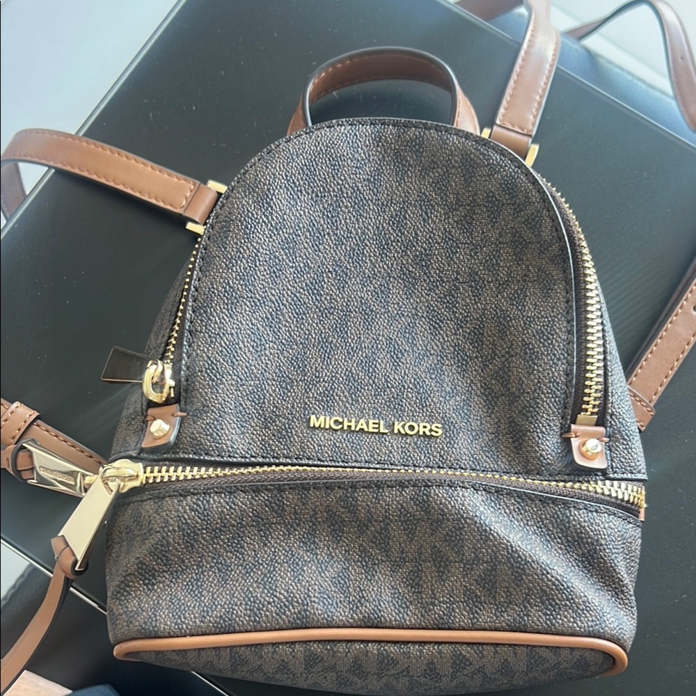 Michael Kors Brown Backpack with Gold Hardware
